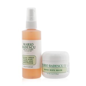 Mario Badescu/マリオ バデスク+Rose Mask & Mist Duo Set: Facial Spray With Aloe, Herbs And Rosewater 4oz + Rose Hips Mask 2oz +2pcs ブランドコスメ