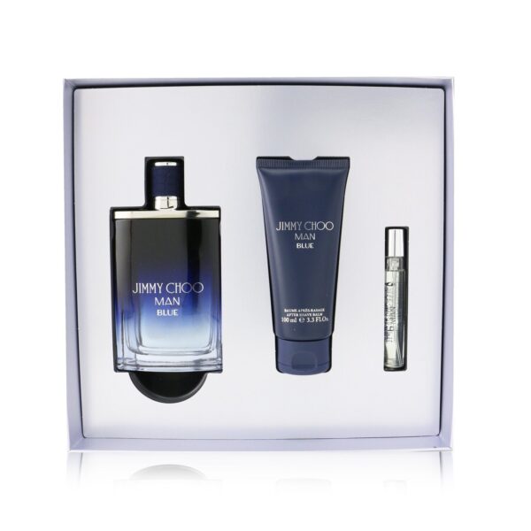 Jimmy Choo/ジミーチュウ+マンブルーセット：オードトワレスプレー100ml / 3.3oz +アフターシェーブバーム100ml / 3.3oz +オードトワレスプレー7.5ml / 0.25oz+3pcs ブランドコスメ