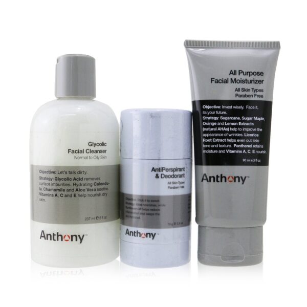 Anthony/アンソニー+Basic Kit With AntiPerspirant & Deodorant: Cleanser 237ml + Moisturizer 90ml + Deodorant 70g +3pcs ブランドコスメ