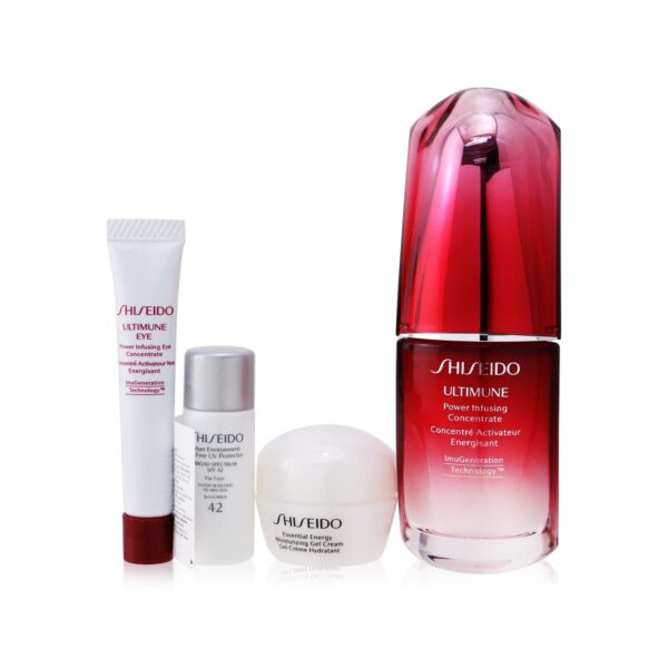 Shiseido/資生堂+Ultimate Hydrating Glow Set: Ultimune Power Infusing Concentrate 30ml + Moisturizing Gel Cream 10ml + Eye Concentrate 5ml + SPF 42 Sunscreen 7ml +4pcs ブランドコスメ