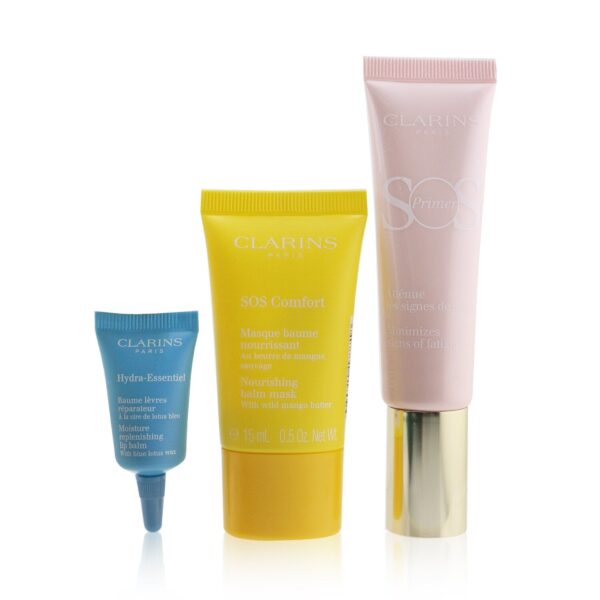 Clarins/クラランス+SOS Beaute Set (1x Primer 30ml + 1x Mask 15ml + 1x Lip Balm 3ml) - 01 Rose +3pcs ブランドコスメ